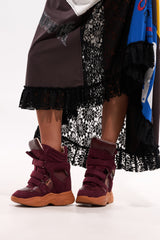 MARANTO BURGUNDY WEDGE FAUX SUEDE SNEAKER