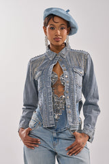 HOOKED ON YOU EMBELLISHED DENIM JACKET