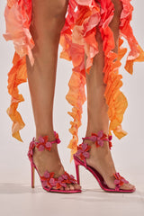 AZALEA WANG NERIYA PINK RHINESTONE FLOWER STILETTO SANDAL