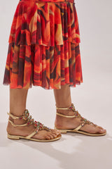 AZALEA WANG OLISA GOLD RHINESTONE EMBELLISHED FLAT SANDAL