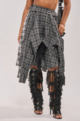 FALL VIBES PLAID MIDI SKIRT