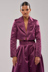 ON AND ON CROPPED SATIN BLAZER