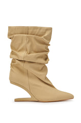AZALEA WANG SERONA KHAKI INVISIBLE WEDGE BOOTIE