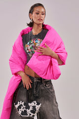 WRAPPED UP PUFFER SCARF IN PINK