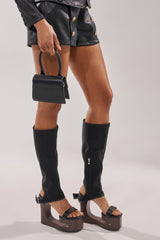 AZALEA WANG SWINDLE BLACK NOVELTY WEDGE SANDAL