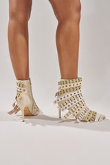 AZALEA WANG UZMA BONE DENIM SILVER HARDWARE STILETTO BOOTIE