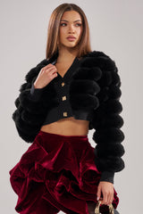 WILD HEART FAUX FUR CARDIGAN IN BLACK