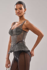 GLITZ AND GLAM SHEER RHINESTONE CORSET
