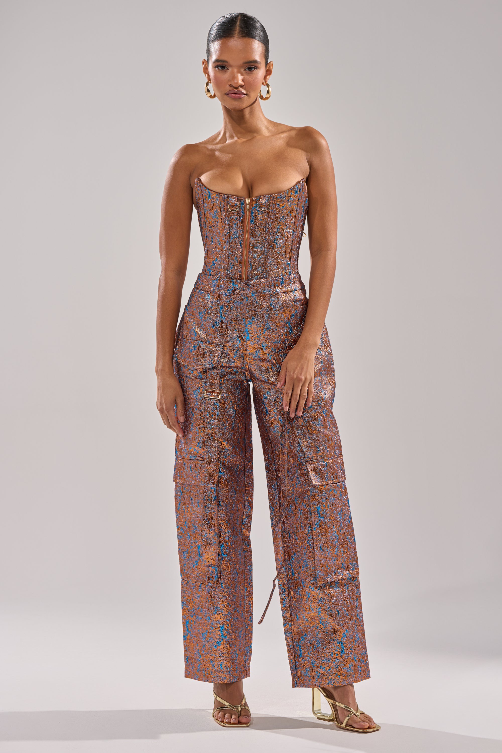 CHECK IT OUT BROCADE BRONZE TROUSER