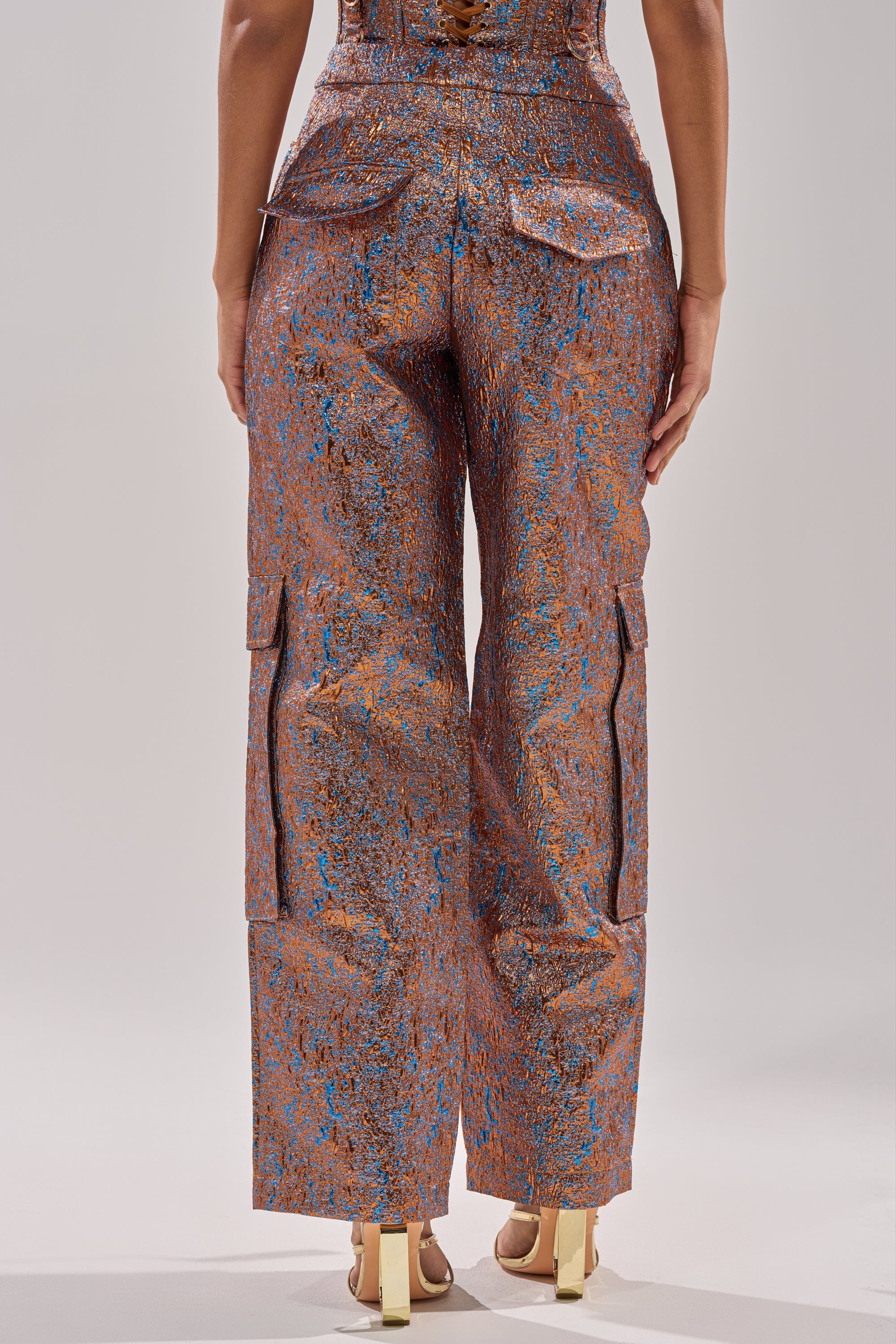 CHECK IT OUT BROCADE BRONZE TROUSER