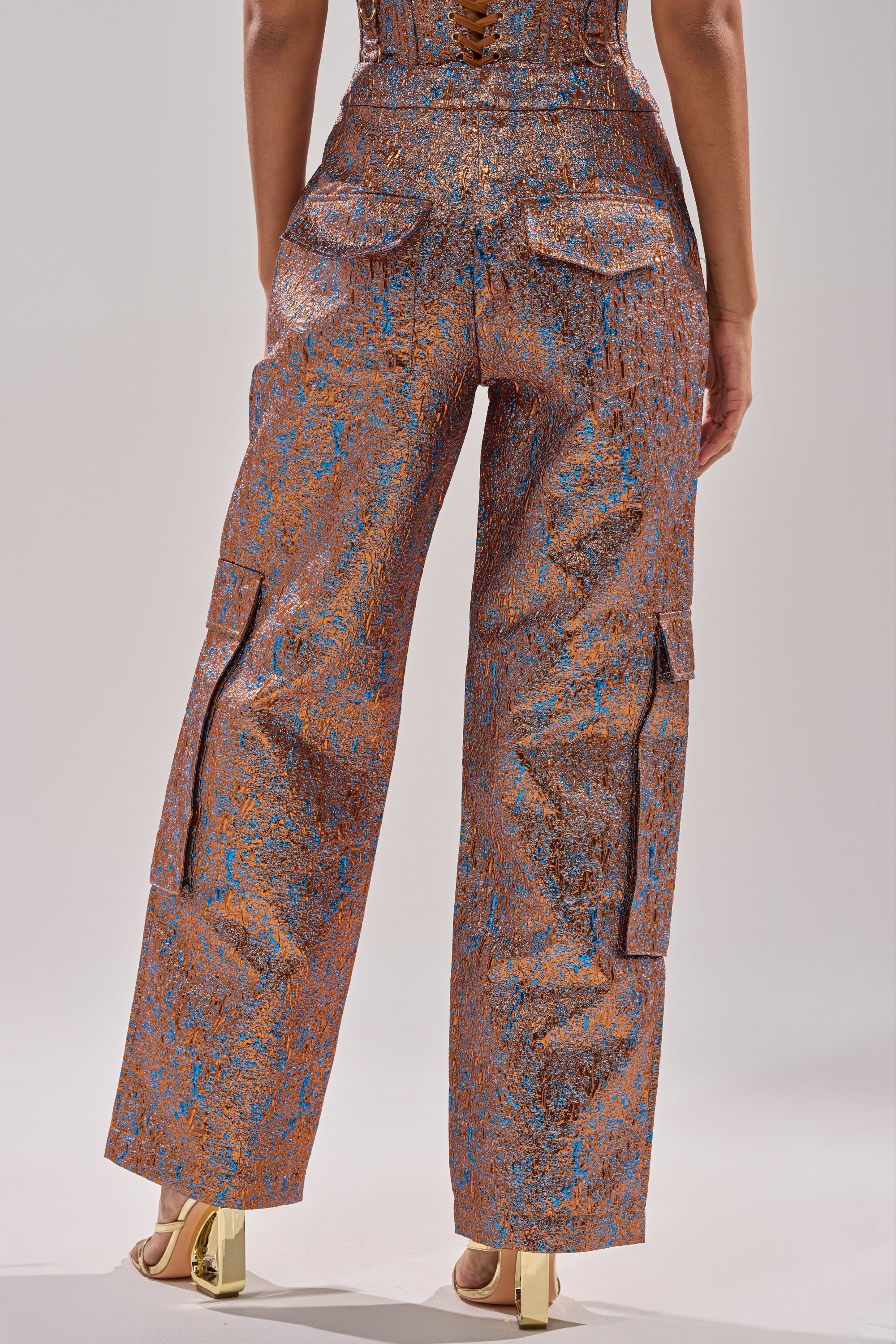 CHECK IT OUT BROCADE BRONZE TROUSER