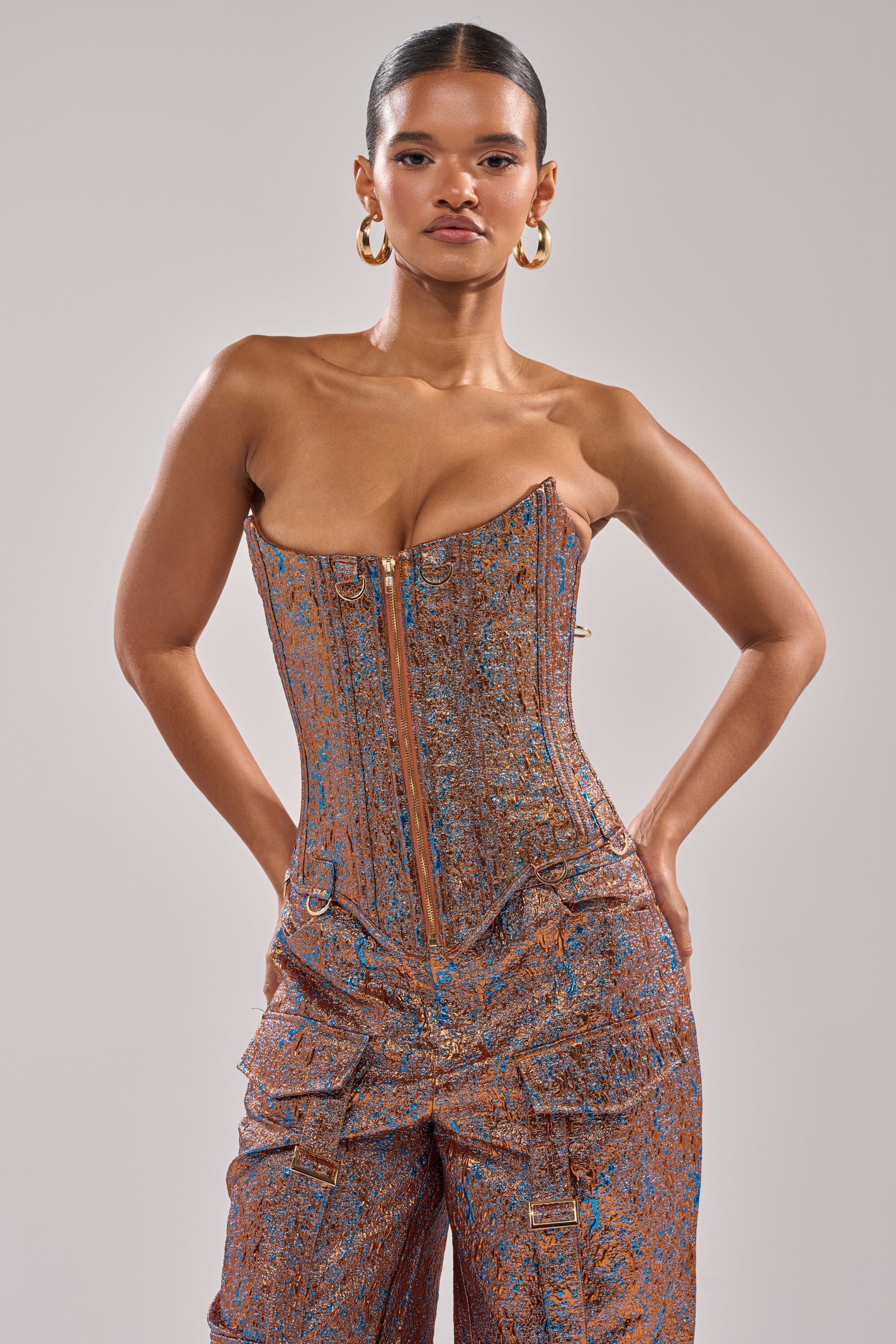 CHECK IT OUT BROCADE BRONZE CORSET