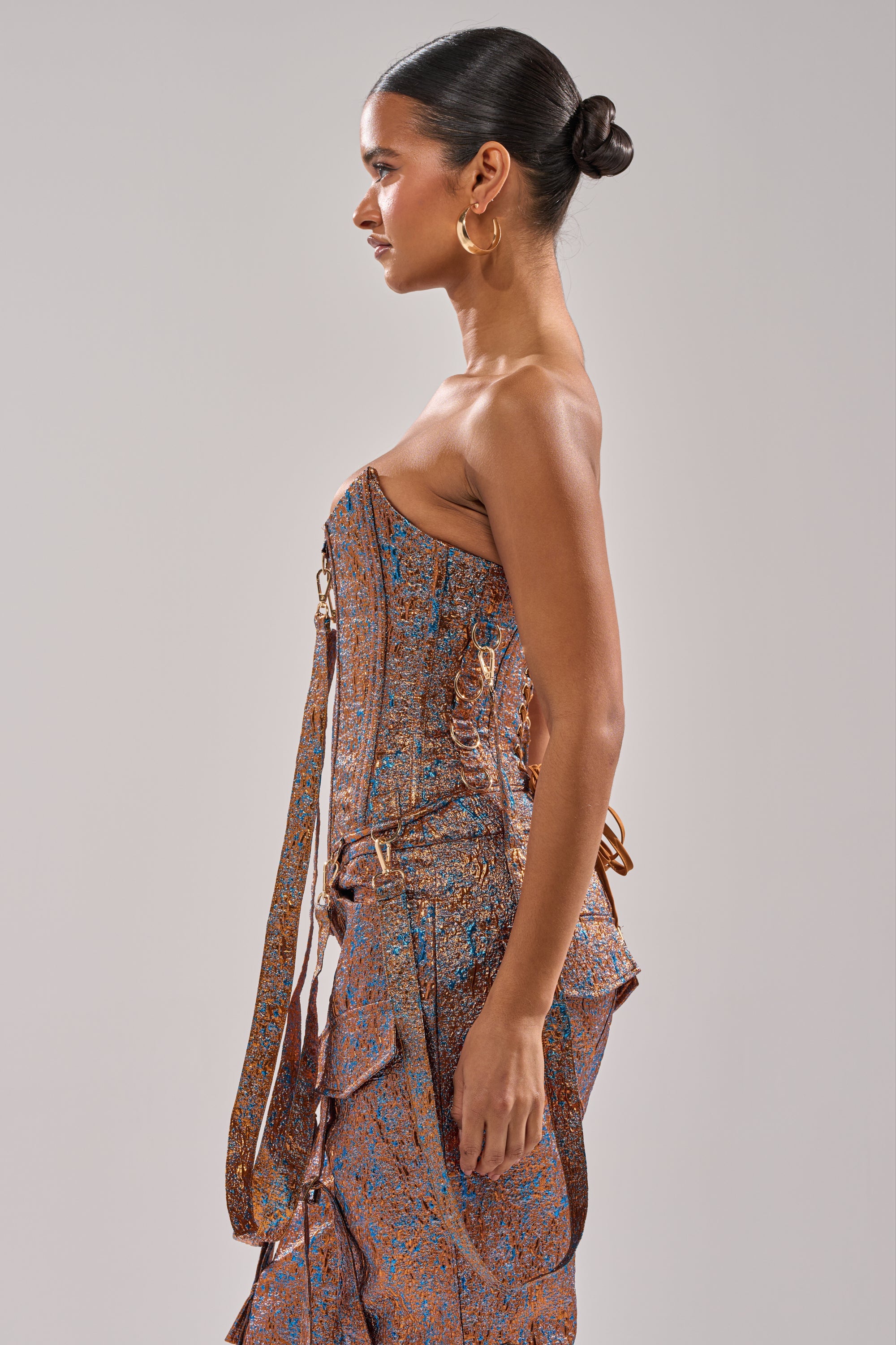 CHECK IT OUT BROCADE BRONZE CORSET