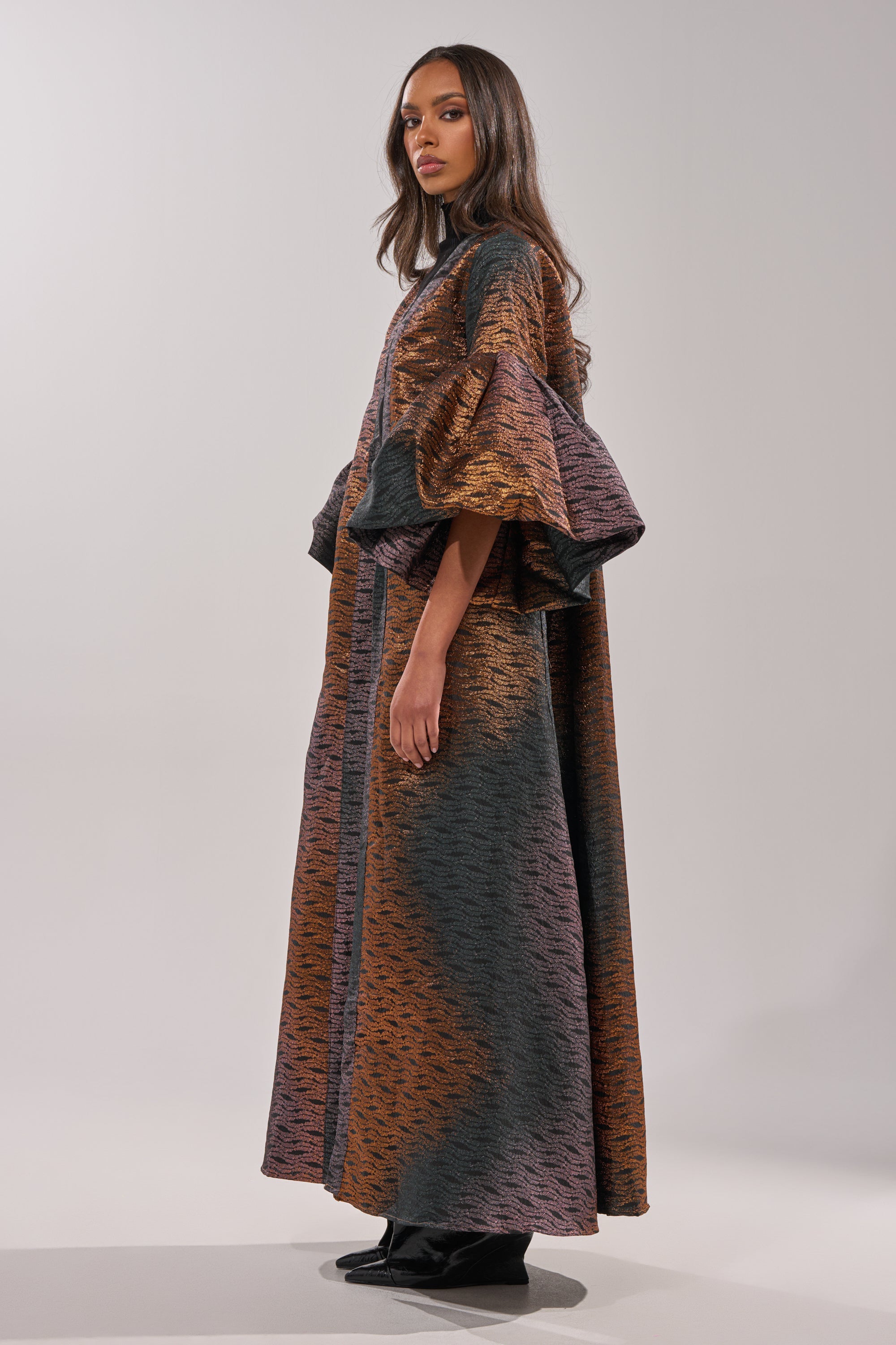 FLORENCE BROCADE PUFF SLEEVE DUSTER