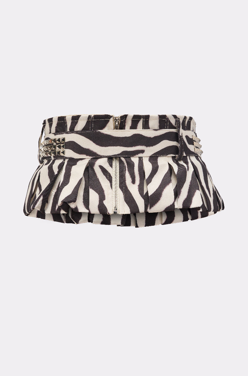 ZEBRA PEPLUM BELT SKIRT