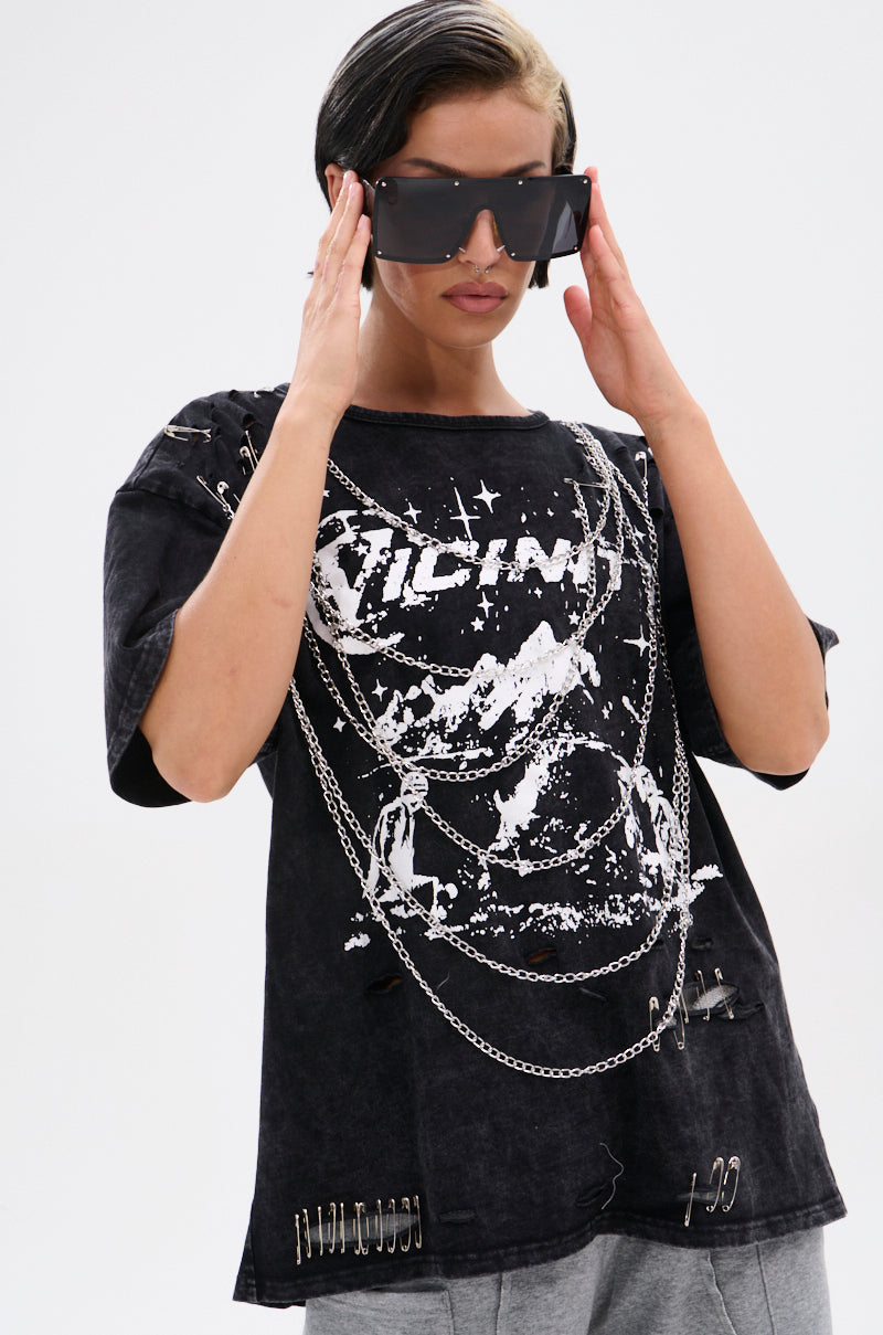GOTH BAE OVERSIZED DISTRESSED TEE