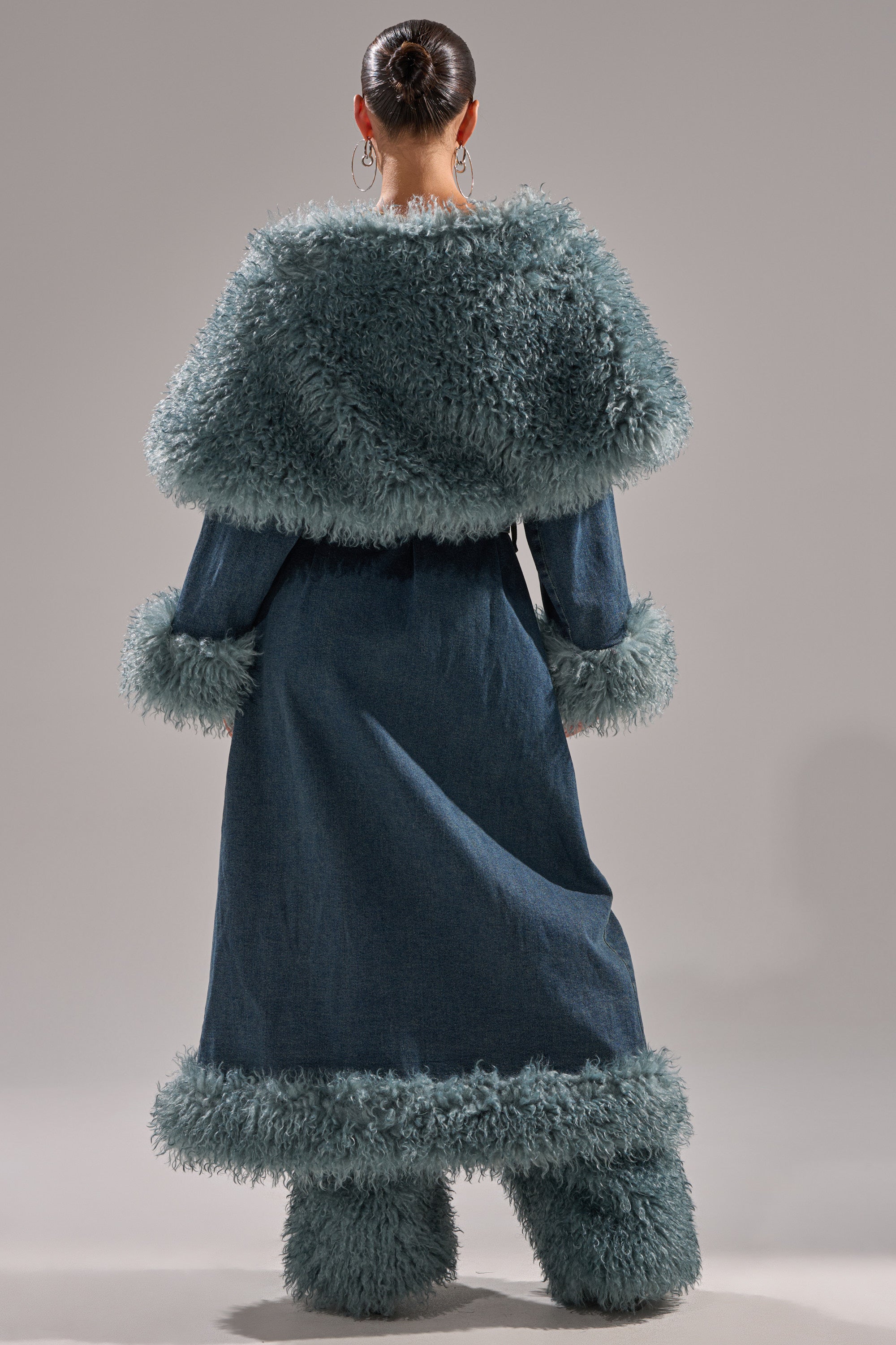 MOXIE FUR TRIM DENIM TRENCH