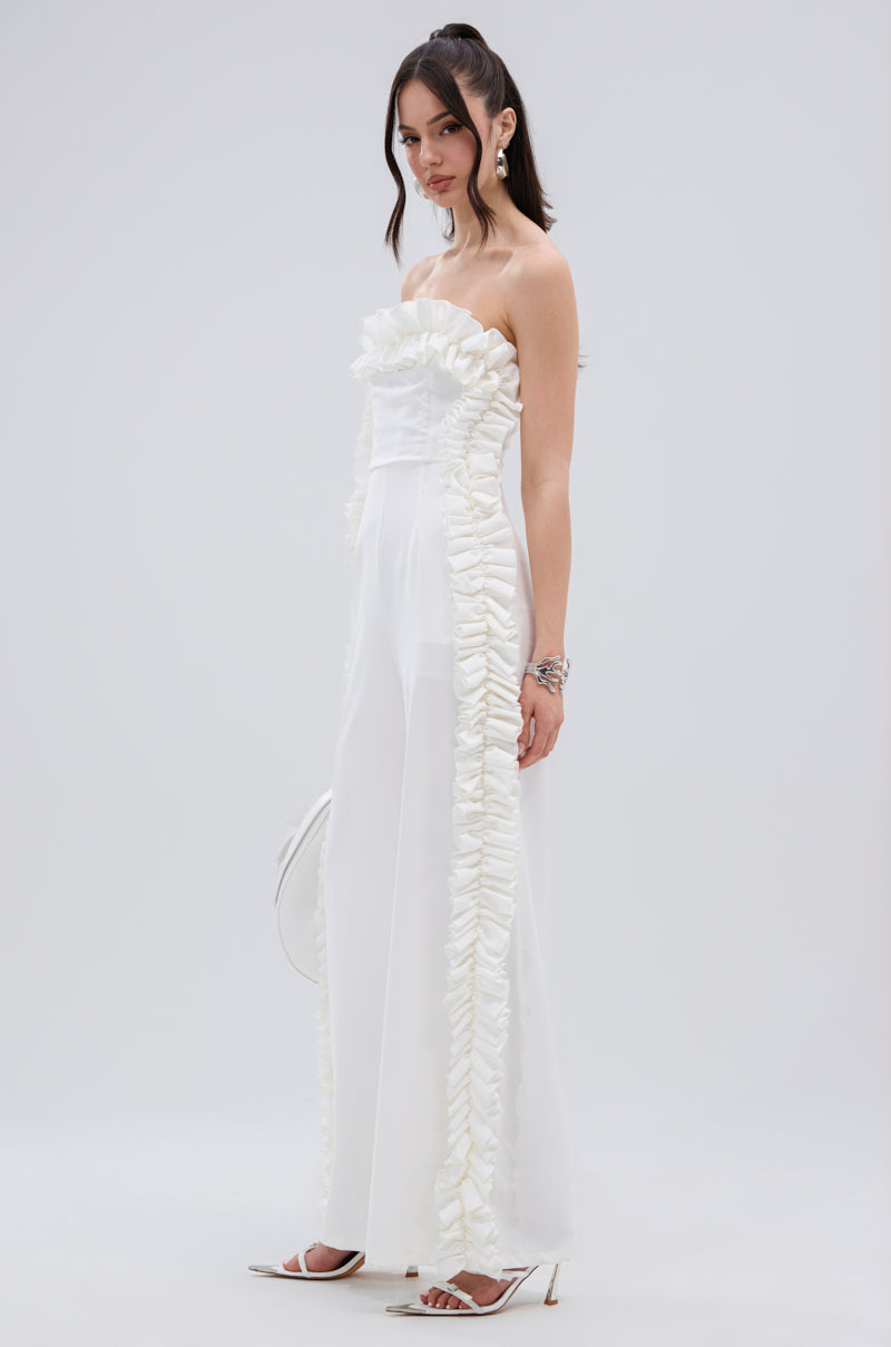 MONICA RUFFLED JUMPSUIT IN WHITE