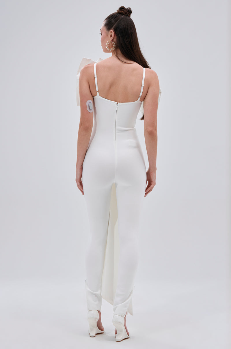 I'M THE GIFT VELVET JUMPSUIT WITH A BOW