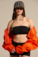 PAXTON SEAMLESS BLACK BANDEAU BRA TOP