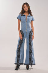DIXIE LACE DENIM JUMPSUIT