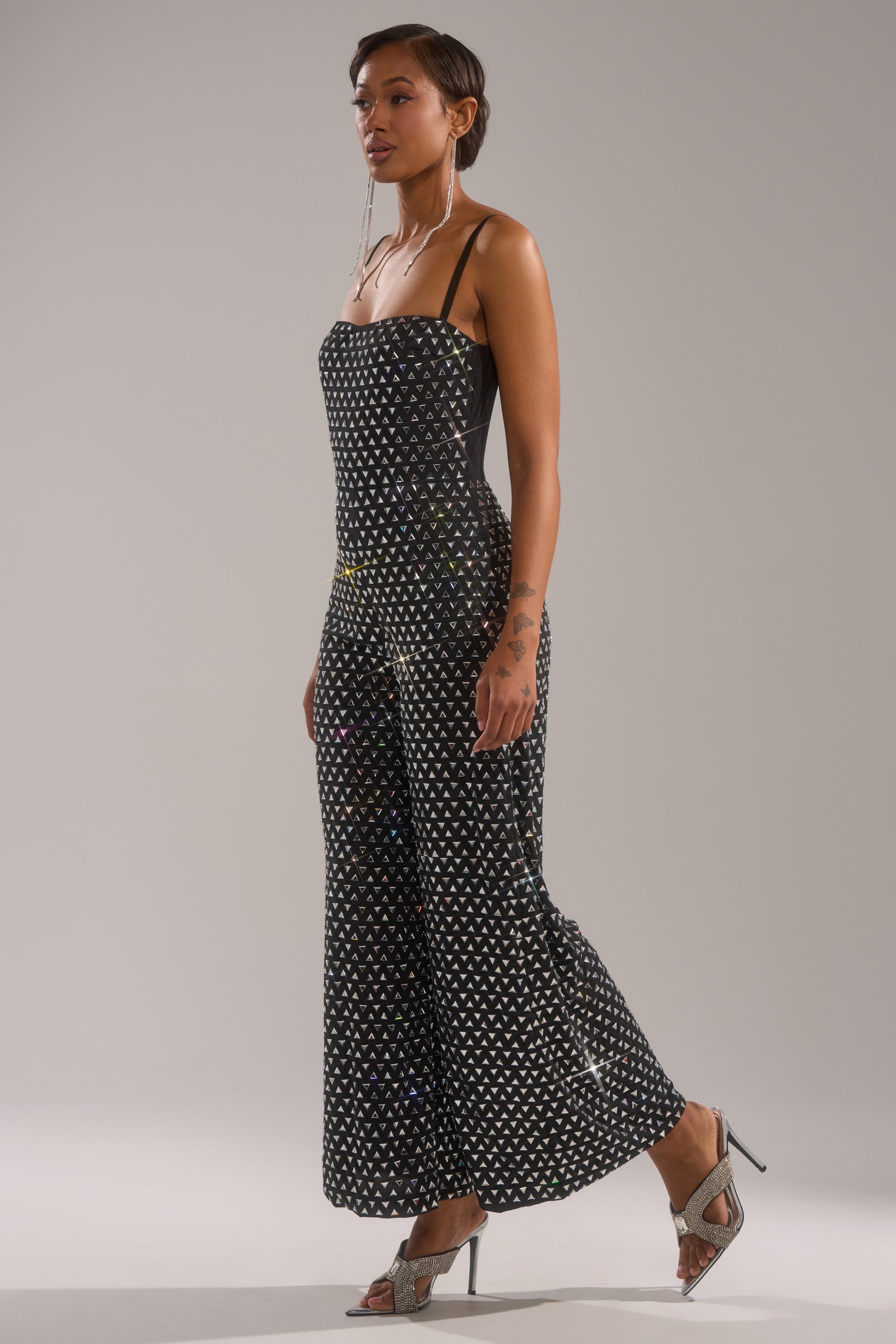 CLARA RHINESTONE WIDE LEG JUMPSUIT
