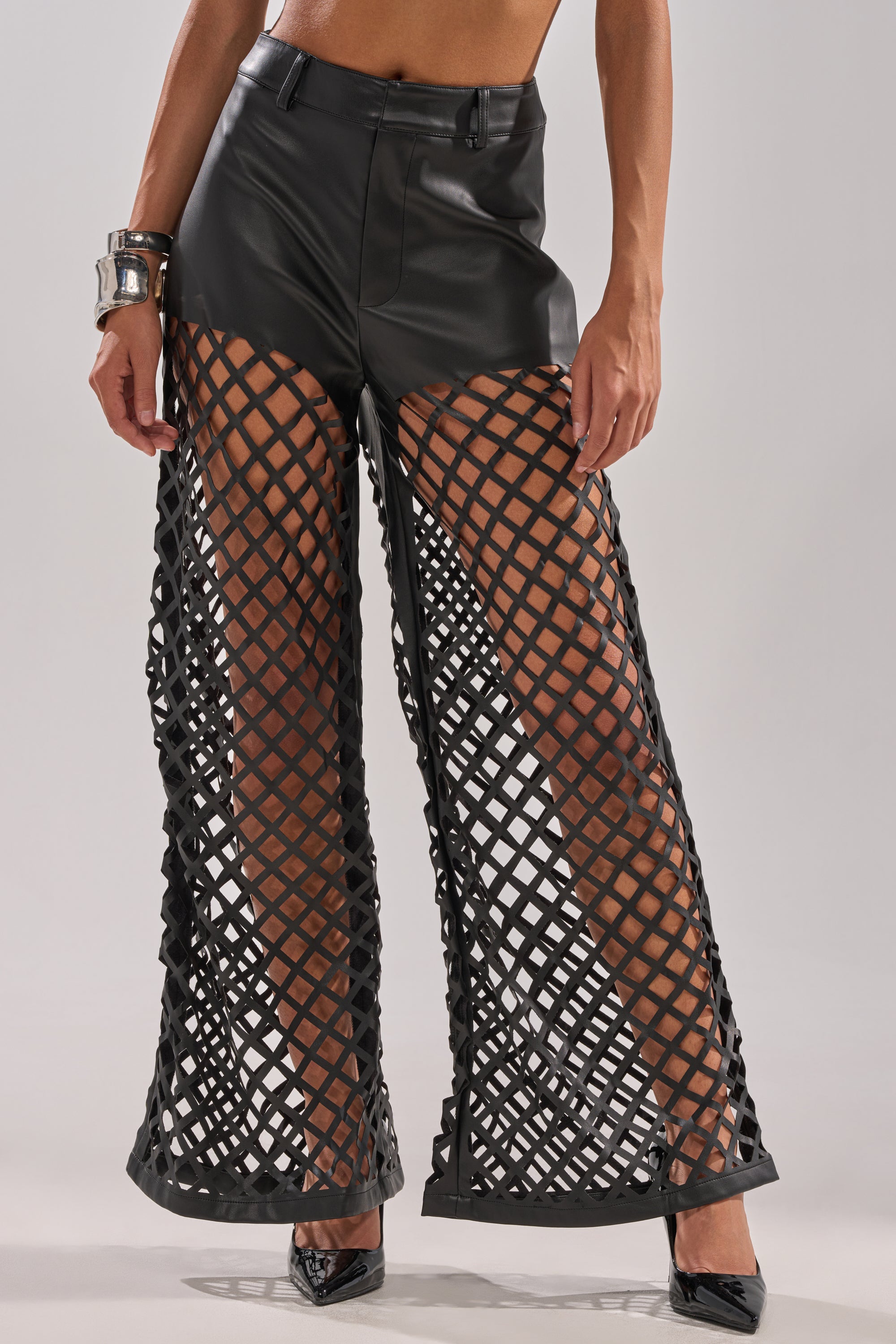 OPEN UP FAUX LEATHER TROUSER