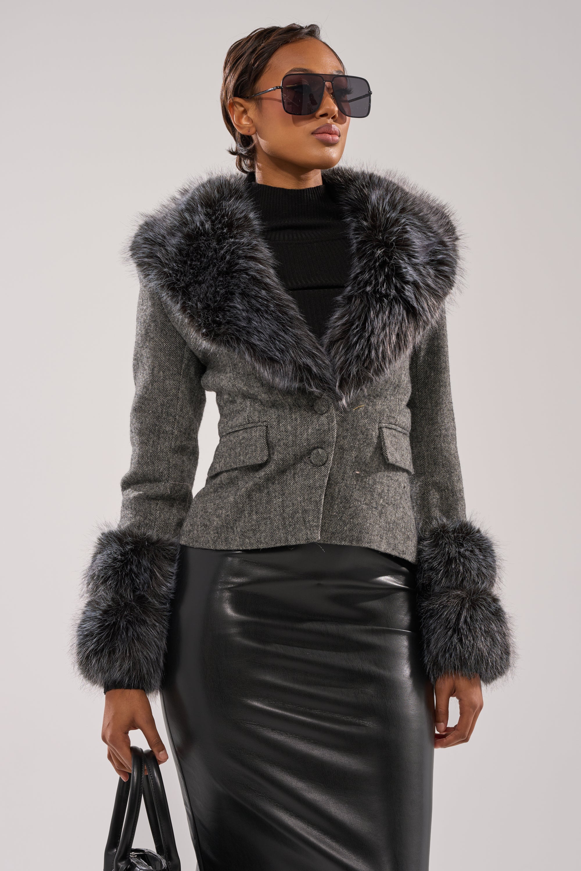 I SEE LONDON FUR TRIM BLAZER