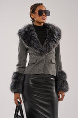 I SEE LONDON FUR TRIM BLAZER