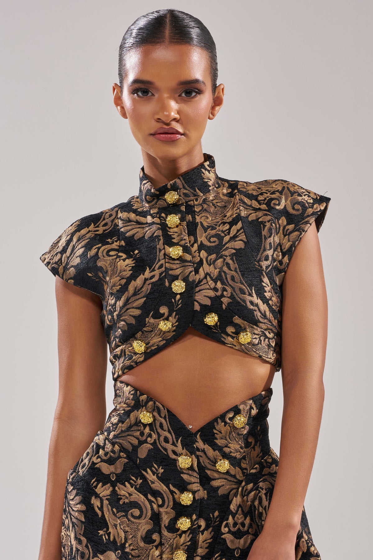 KAYLA BROCADE SLEEVELESS BLOUSE