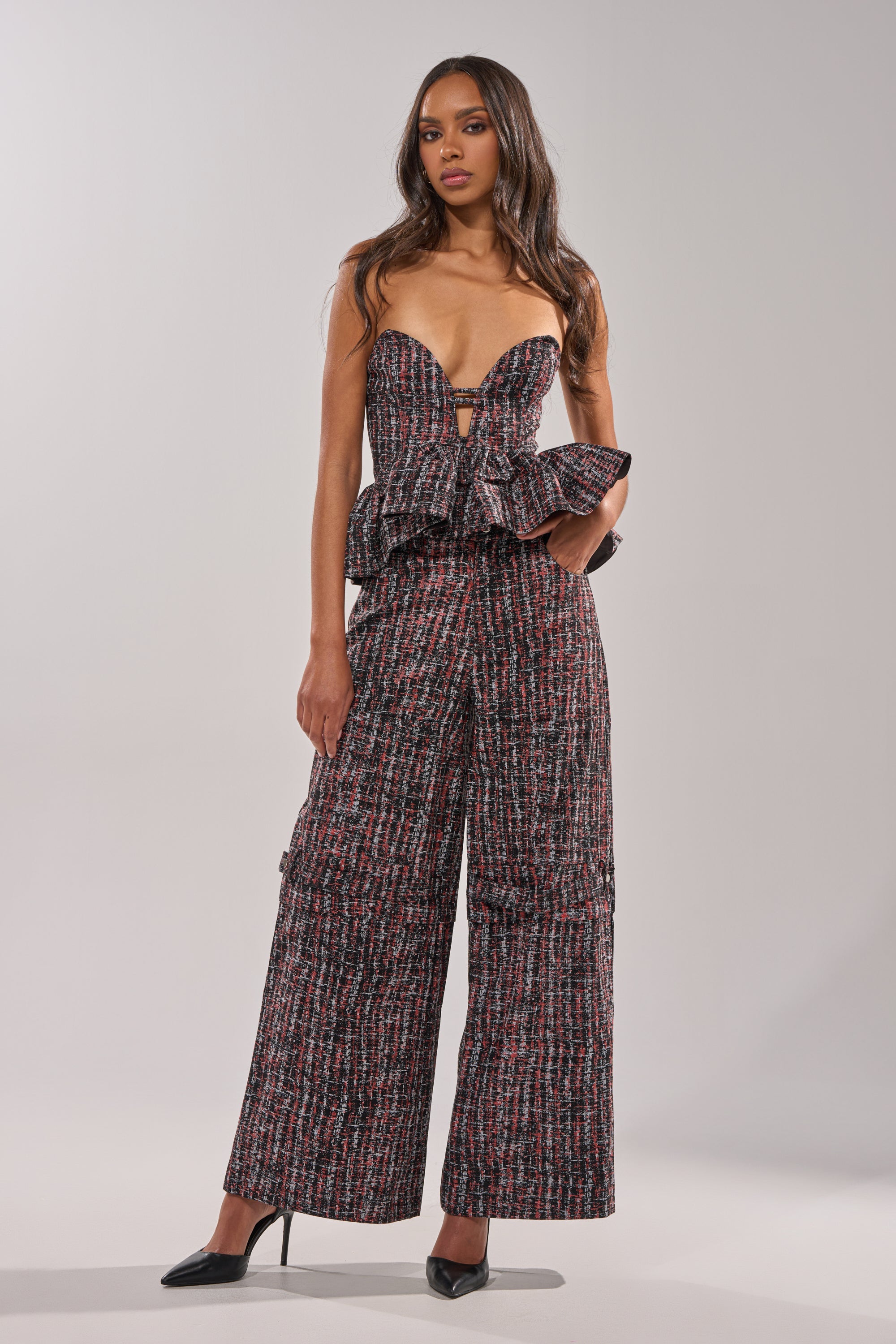WORK IT FAUX LEATHER PLAID CORSET