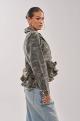 PEPLUM CAMO JACKET