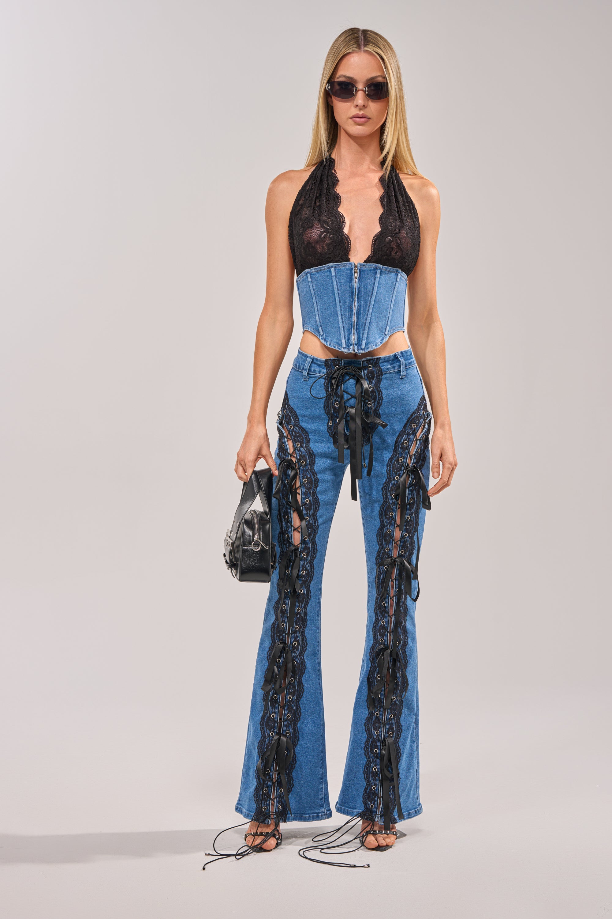 LACED UP DENIM CORSET