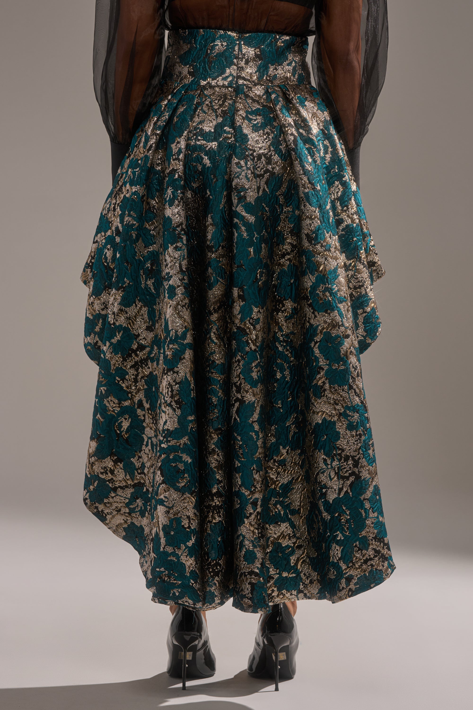 GLORIOUS DAYS BROCADE HIGH LOW SKIRT