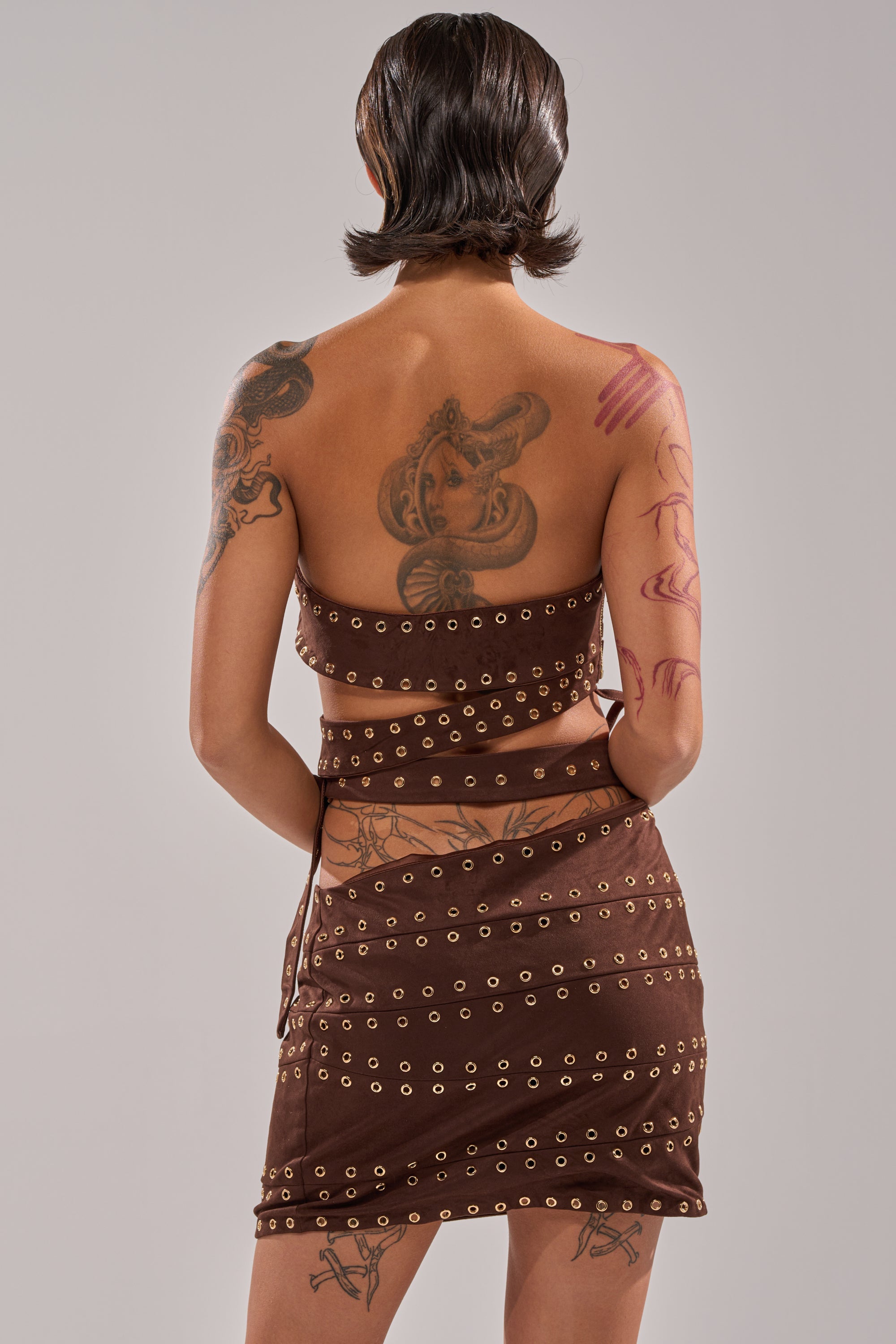 PARTYS HERE SUEDE CUTOUT MINI DRESS