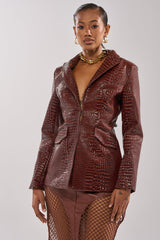 NEW FLAME EMBOSSED PATENT BLAZER