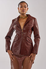 NEW FLAME EMBOSSED PATENT BLAZER