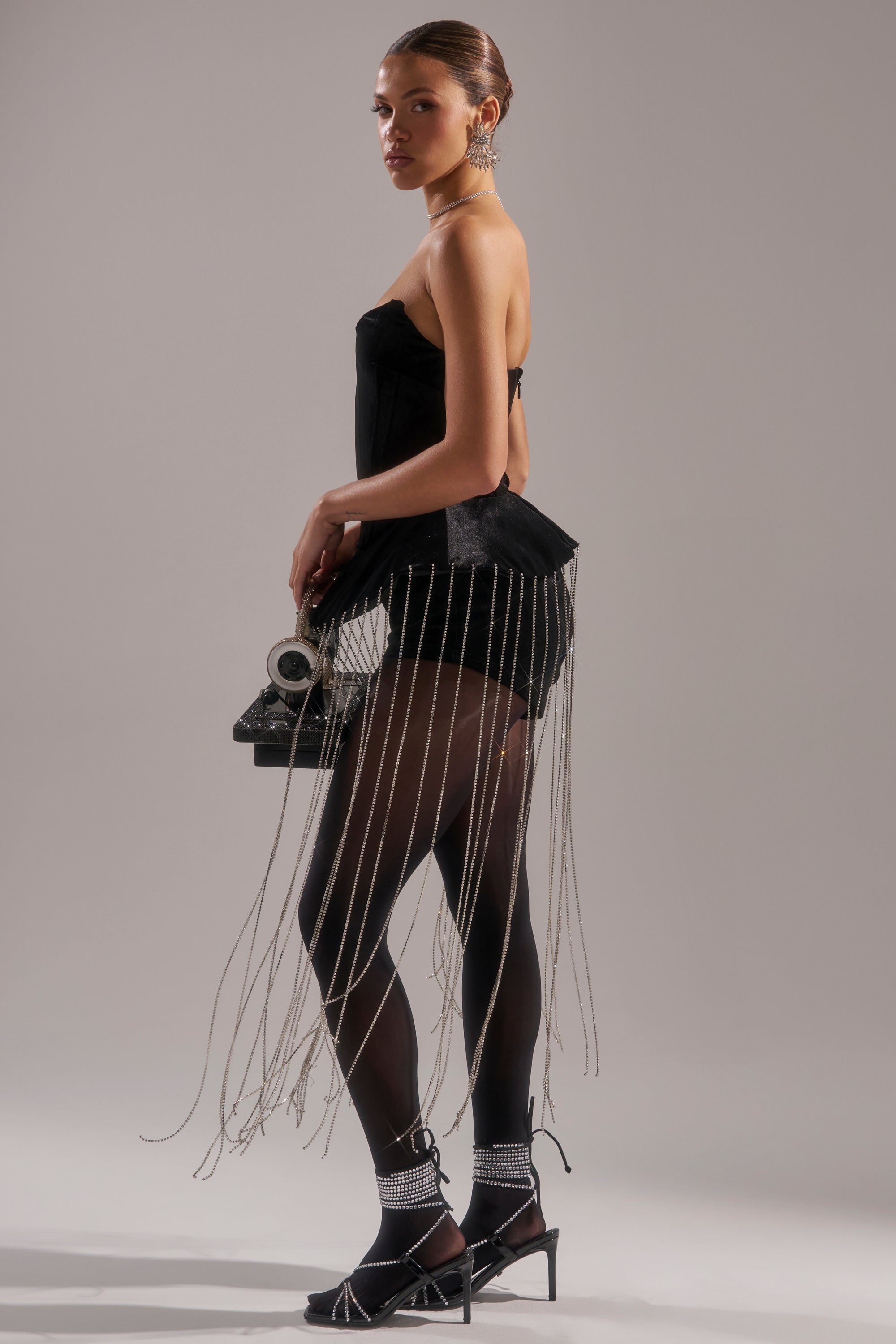 PARTY 4 U VELVET FRINGE ROMPER