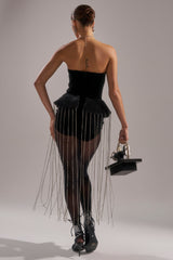 PARTY 4 U VELVET FRINGE ROMPER