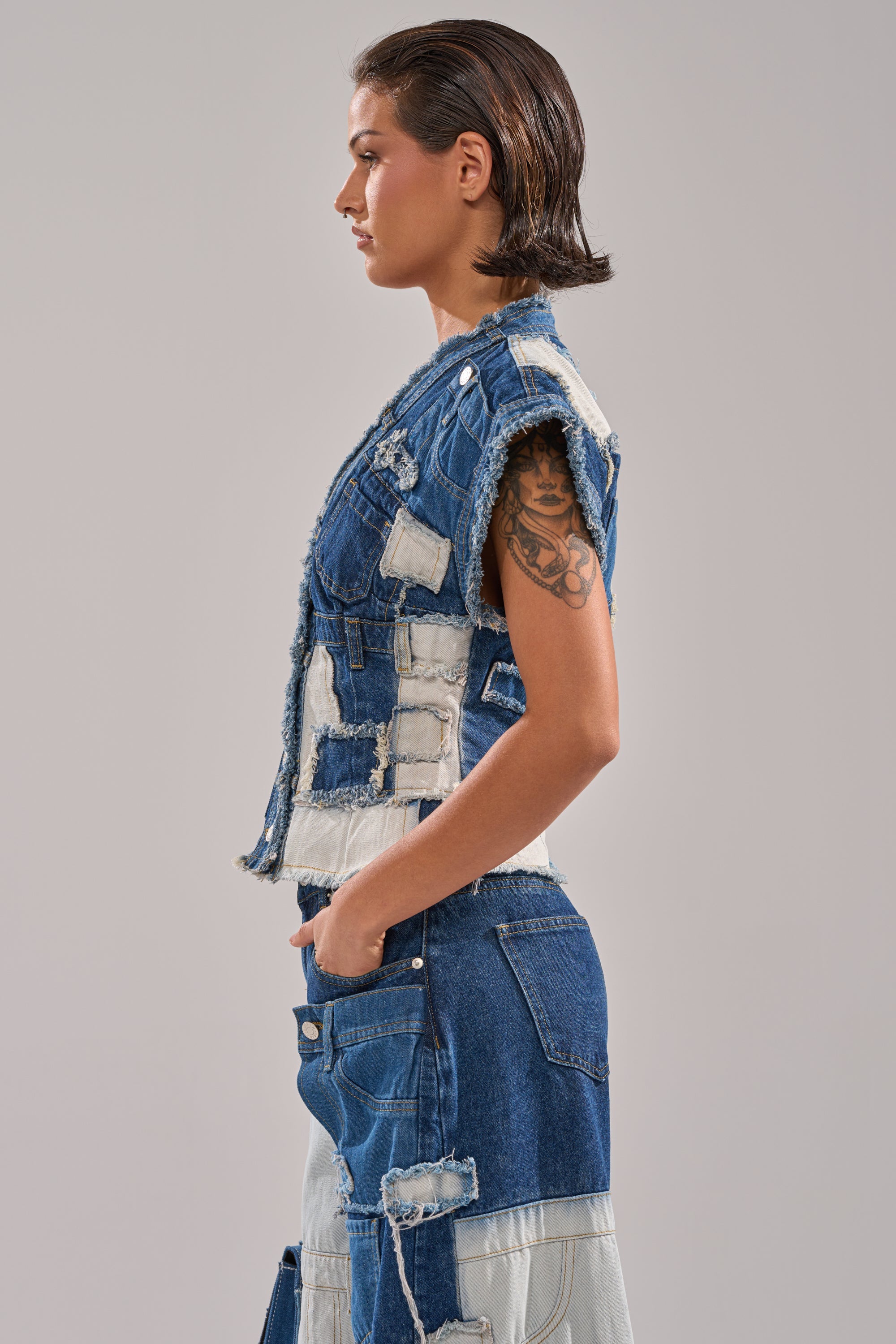 TOO MUCH GOING ON DENIM BUTTON DOWN