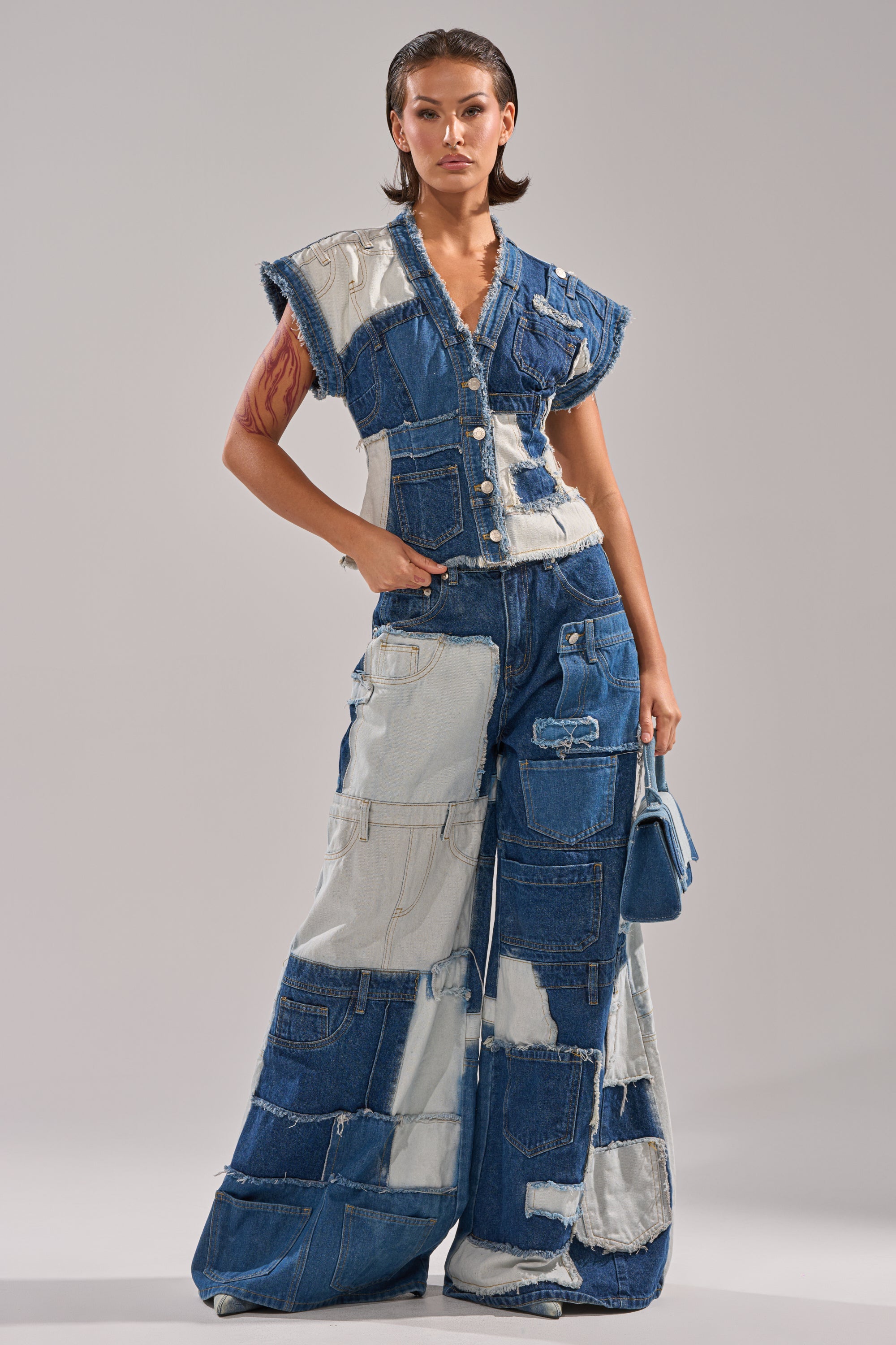 TOO MUCH GOING ON DENIM BUTTON DOWN