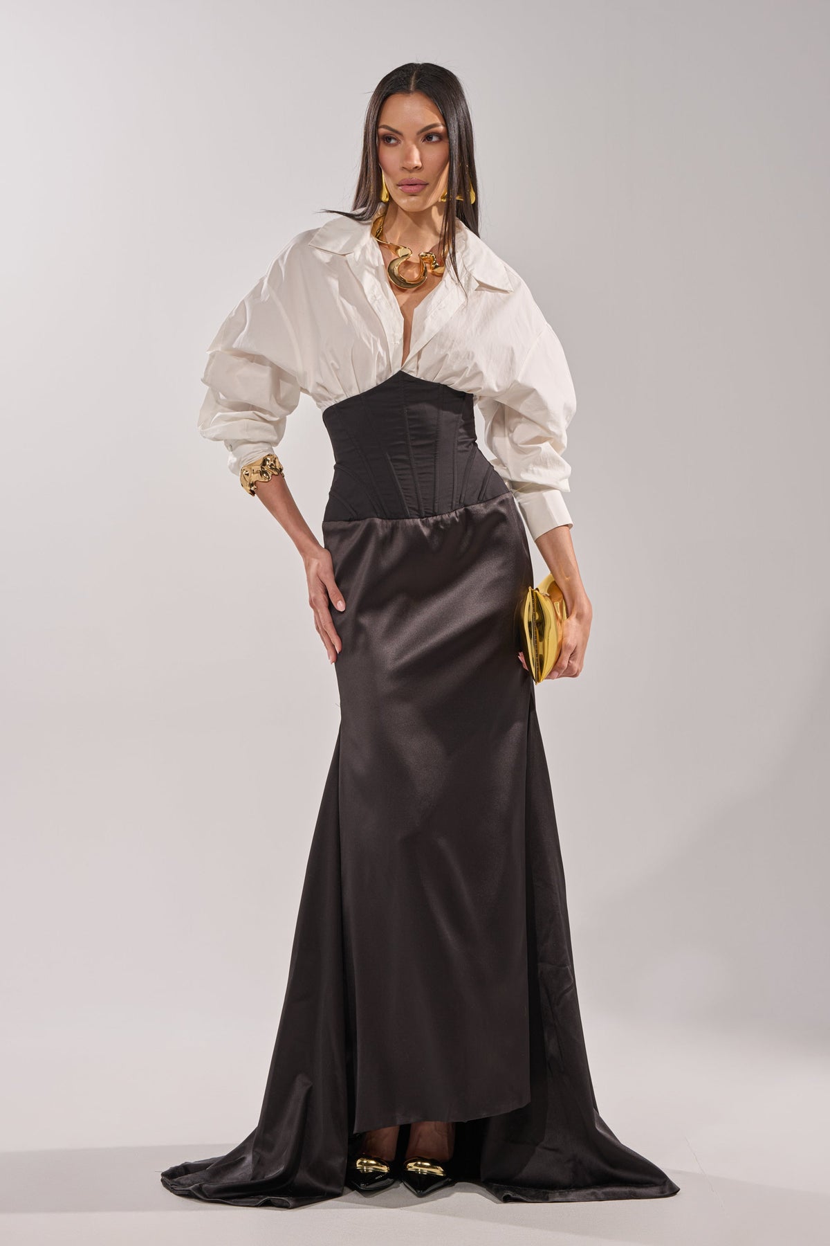 STAR OF THE NIGHT HIGH WAISTED CORSET MAXI SKIRT