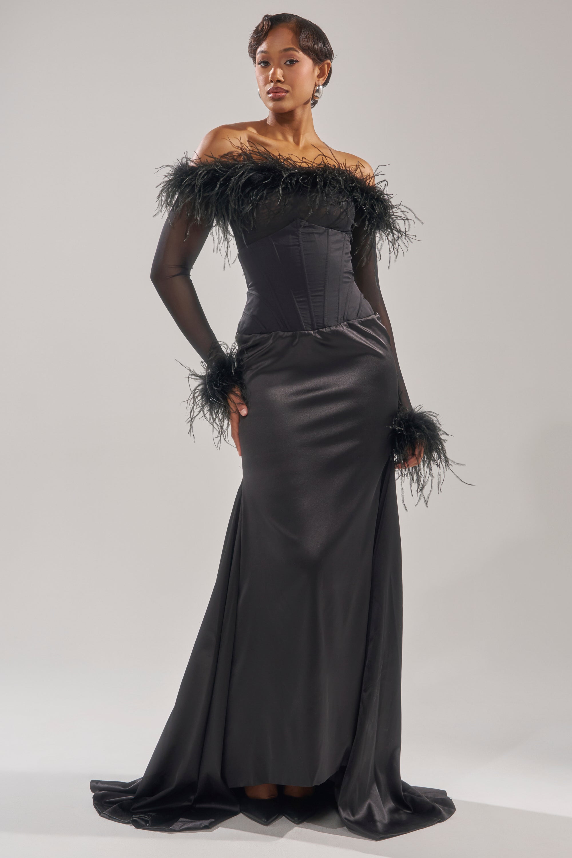 STAR OF THE NIGHT HIGH WAISTED CORSET MAXI SKIRT