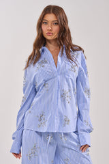 SWEET DREAMS RHINESTONE POPLIN BUTTONDOWN