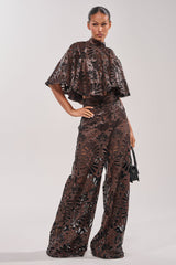 LENA LACE AND PU RELAXED PANT