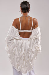 MORE THAN ENOUGH SATIN SHRUG IN WHITE