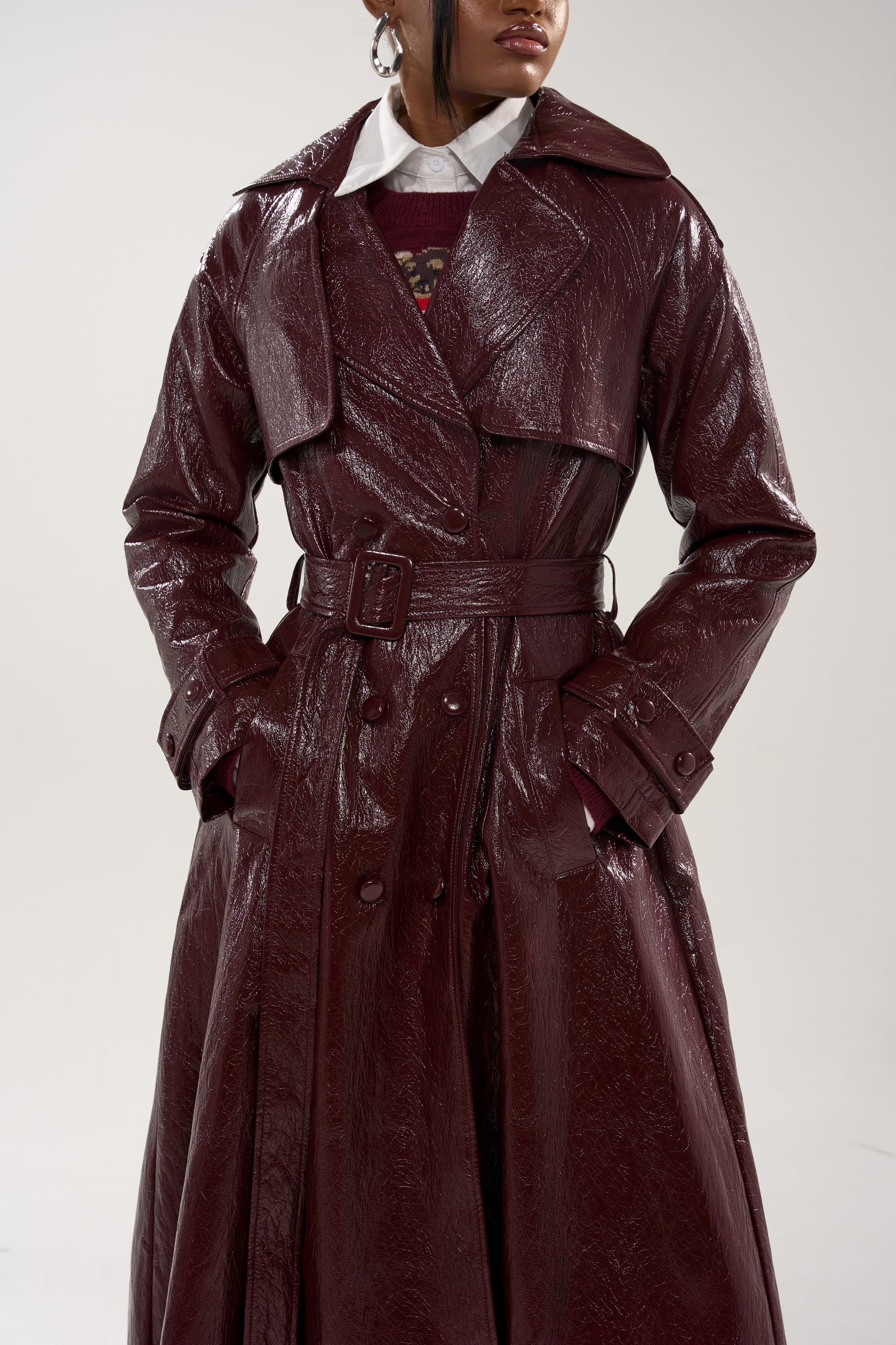 WOKE UP IN PARIS FAUX LEATHER TRENCH