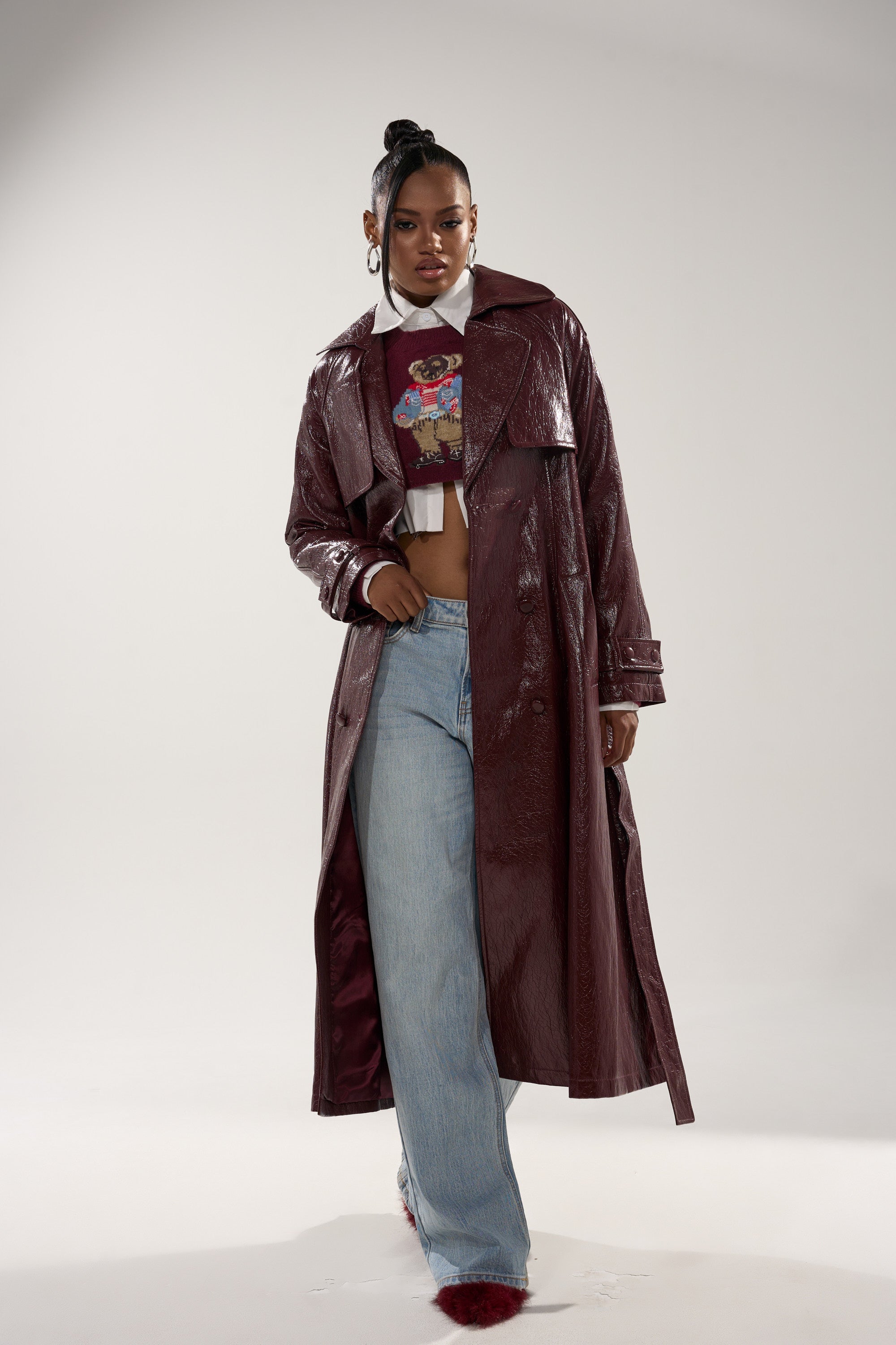 WOKE UP IN PARIS FAUX LEATHER TRENCH