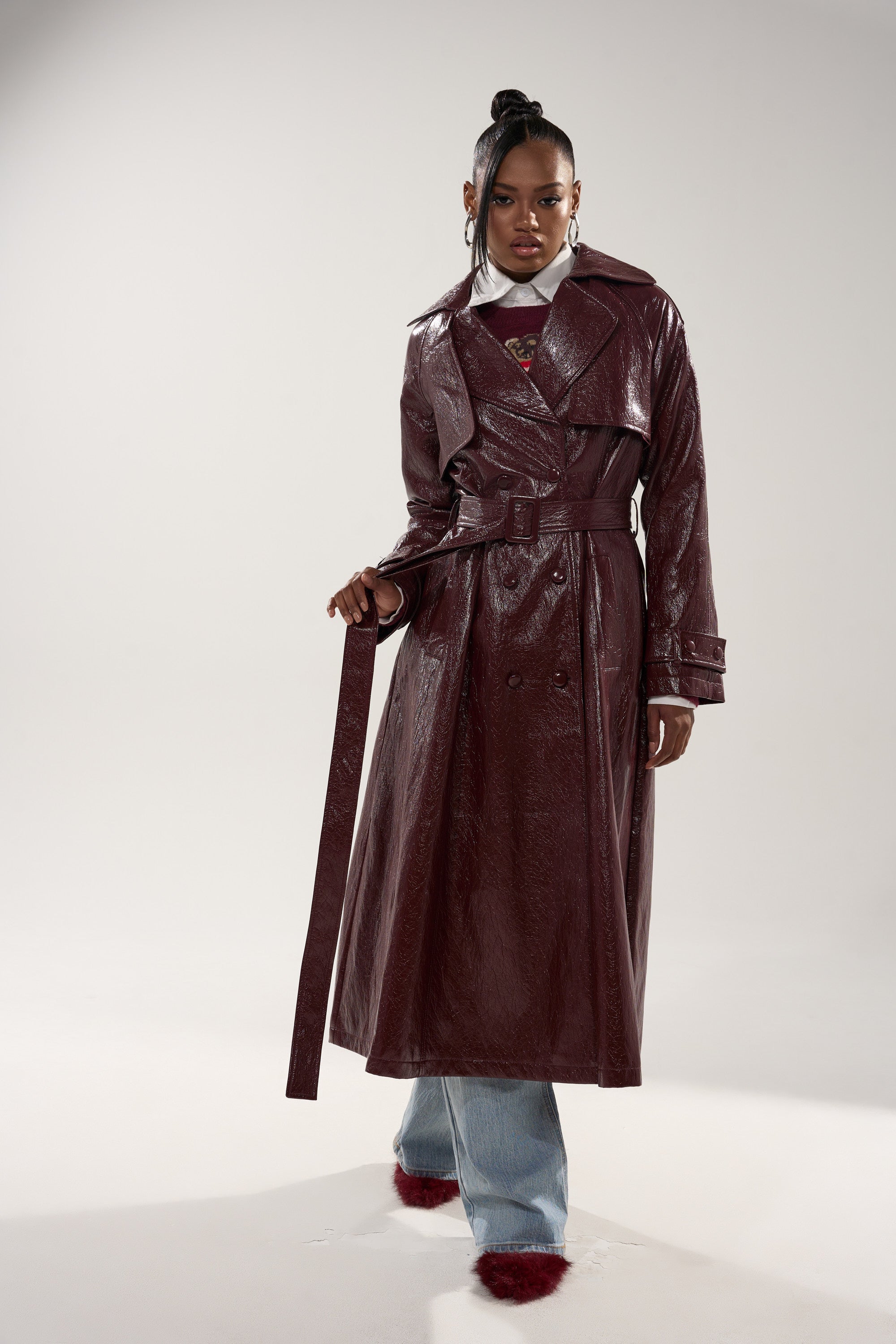 WOKE UP IN PARIS FAUX LEATHER TRENCH