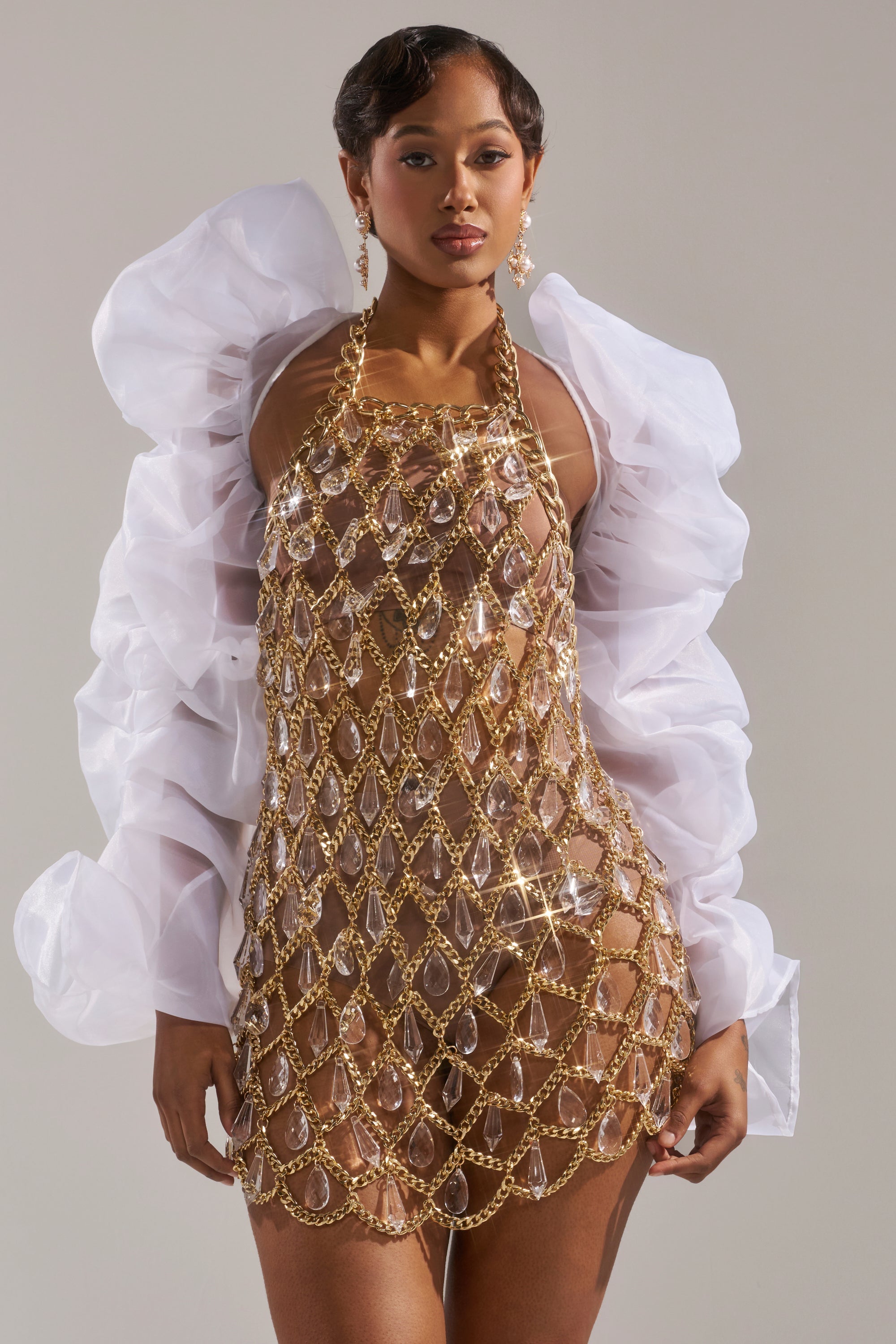MAIN SQUEEZE ORGANZA SHRUG